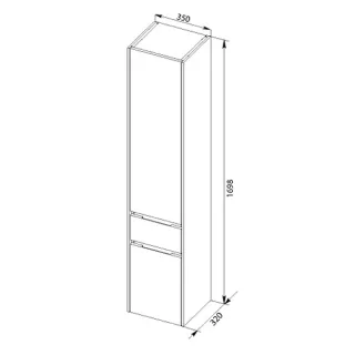 Пенал Aquanet Латина 187544 L 35 см белый
